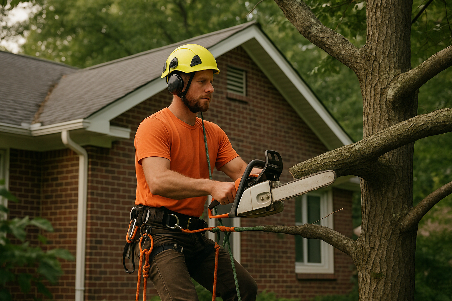 Editorial illustration depicting emergency tree removal cost ice storms knoxville